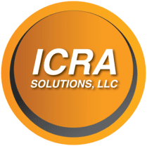 A circle with the words icra solutions, llc in it.