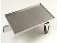 A silver tray on a dolly.