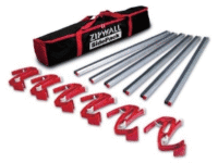 A set of poles and carrying case for zippwall
