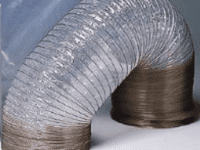 A close up of a duct with the same type of hose