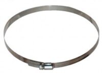 A stainless steel hose clamp is shown.
