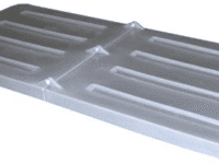 A plastic tray with two rows of bars.