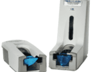 A pair of dispensers with bags in them.